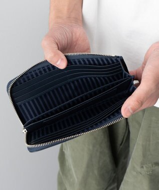 MIYABIYA La quoh with kirakaracho 南蛮七宝アルチザンレザー L字ファスナー財布 瑠璃紺（ネイビー）