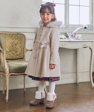 ANY KIDS 【フード取り外し可能】ウールライクコート ベージュ