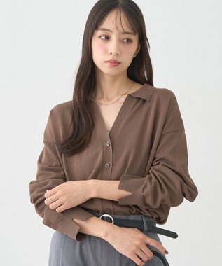 earth music&ecology 袖口スリットスキッパーカーディガン