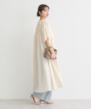 earth music&ecology ギャザーロングワンピース Ecru