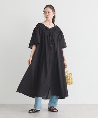 earth music&ecology ギャザーロングワンピース Black