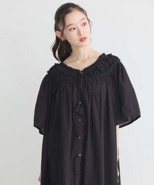 earth music&ecology ギャザーロングワンピース Black