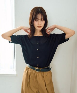 YECCA VECCA 半袖シアーカーディガン Black