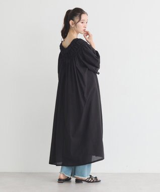 earth music&ecology ギャザーロングワンピース Black