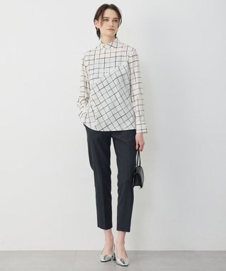 ICB L 【30th ANNIVERSARY】 ウィンドウペンプリント プルオーバーブラウス アイボリー×ブラック