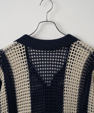 WEGO マルチストライプニットシャツ（S） ネイビー