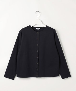 J.PRESS LADIES S 40Gポンチ クルーネック カーディガン ネイビー系