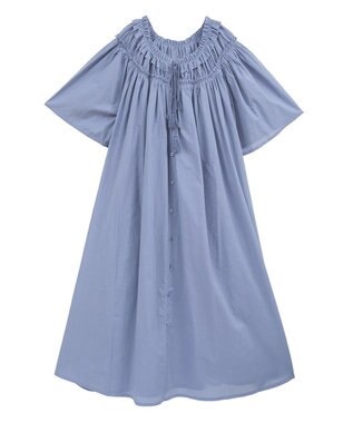 earth music&ecology ギャザーロングワンピース Light Blue