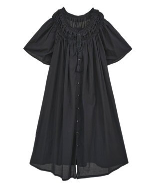 earth music&ecology ギャザーロングワンピース Black