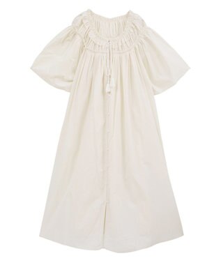 earth music&ecology ギャザーロングワンピース Ecru