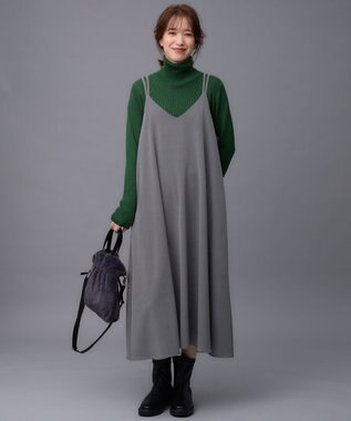 ANY 【洗濯機可能/ストレッチ】ウールライクキャミワンピース グレー