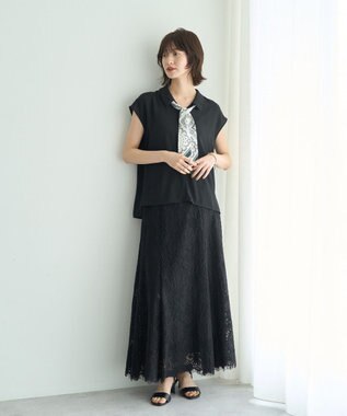YECCA VECCA スカラップレースマーメイドスカート Black