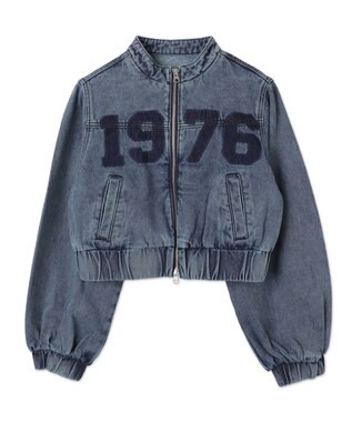 WEGO デニムショートバイカーブルゾン デニム淡加工色