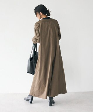 CRAFT STANDARD BOUTIQUE 刺繍入りツイルＶネックワンピース Khaki
