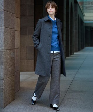 J.PRESS LADIES シルクネップツイード スレート パンツ チャコール系