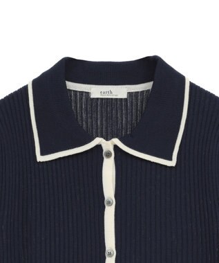 earth music&ecology 【予約】リブニットカーディガン ネイビー