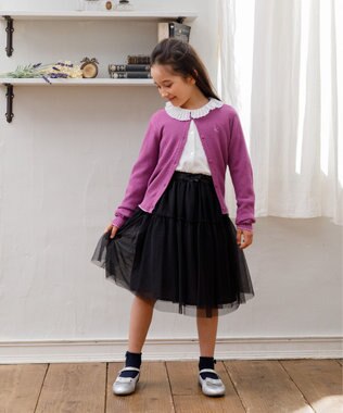 組曲 KIDS 【150-160㎝】プリーツカラー ブラウス オフホワイト系