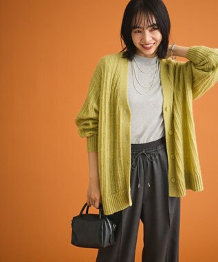 Green Parks シアーニットＶネックカーディガン Green