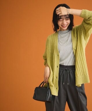 Green Parks シアーニットＶネックカーディガン Green