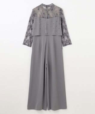 GRACE CONTINENTAL 刺繍ワイドサロペット グレー