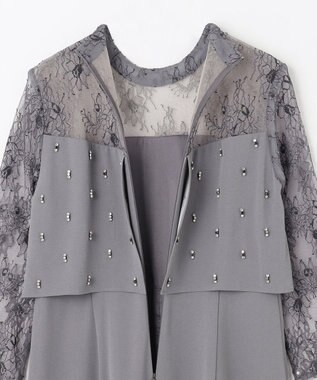 GRACE CONTINENTAL 刺繍ワイドサロペット グレー