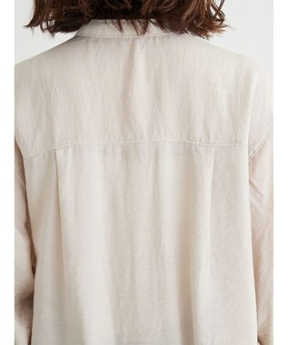 Green Parks バンドカラーポケット付きシアーシャツ Gray Beige