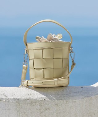 Tiaclasse  【ストラップ付き】編みこみミニバゲットバッグ イエロー