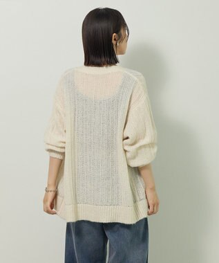 Green Parks シアーニットＶネックカーディガン Off White