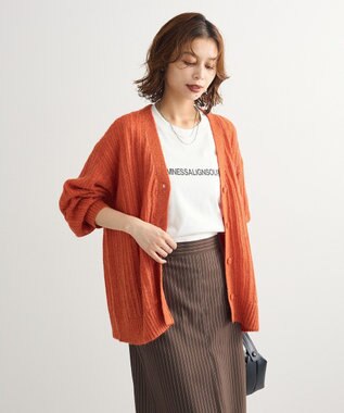 Green Parks シアーニットＶネックカーディガン Orange