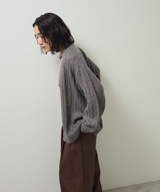 Green Parks シアーニットＶネックカーディガン Gray