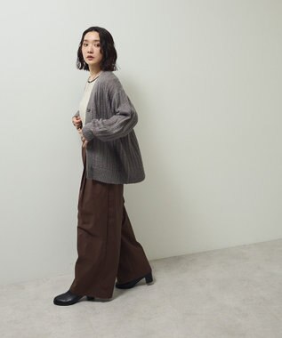 Green Parks シアーニットＶネックカーディガン Gray