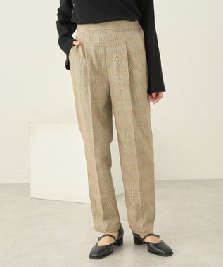 earth music&ecology 裏起毛テーパードパンツ Check Brown