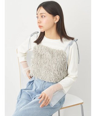 earth music&ecology 肩リボンフェザービスチェ