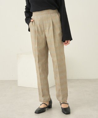 earth music&ecology 裏起毛テーパードパンツ Check Brown