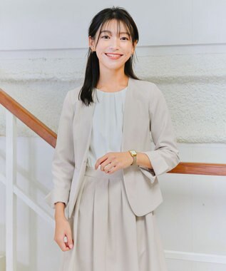 Tiaclasse L 【ダブルクロス】シフォンドッキングワンピース グレージュ