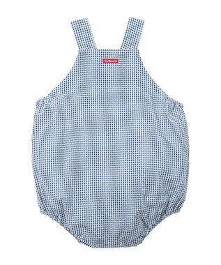 MIKI HOUSE HOT BISCUITS 【70-90cm】 顔ドン　デニムロンパース 紺×白