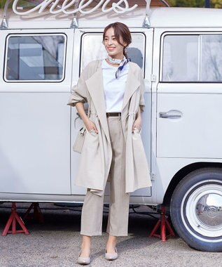 Tiaclasse 【洗える】パフスリーブ着流しコート ベージュ