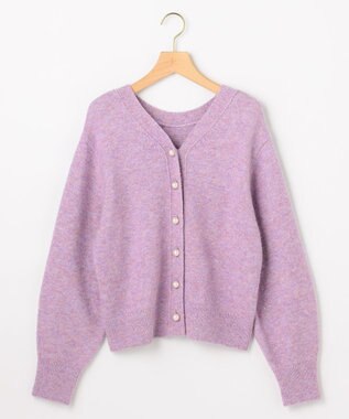 組曲 【加藤ローサさん着用 / 前後着用可】スパンコールヤーン カーディガン ライラック系