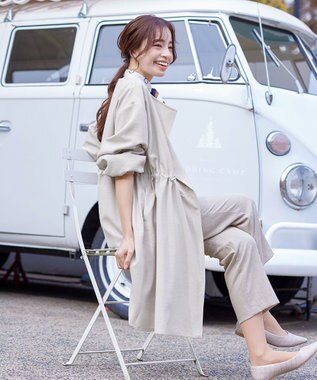 Tiaclasse 【洗える】パフスリーブ着流しコート ベージュ