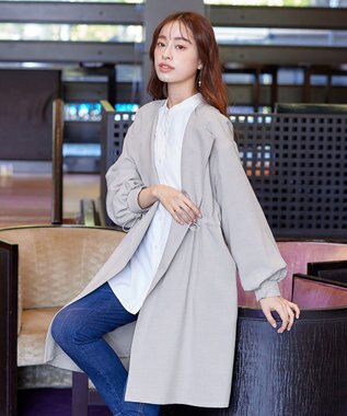 Tiaclasse 【洗える】パフスリーブ着流しコート グレー