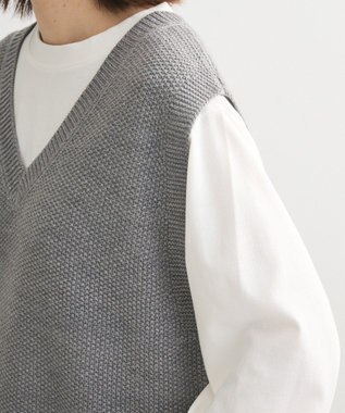 Green Parks ＳＥＴ２点　ニットベスト＋ロンＴＥＥ Gray Mixture
