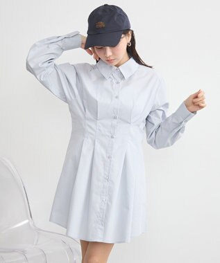 earth music&ecology ウエストタックシャツミニワンピース Sax