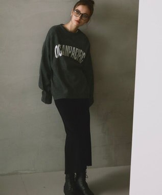 OP／FILA 【ocean pacific】ロゴ入りクルーニット ブラック