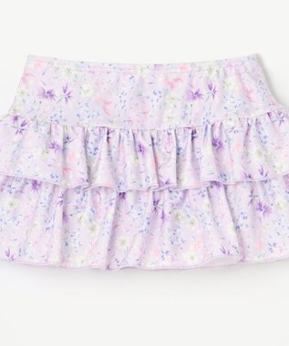 ANY KIDS ギンガムチェック×花柄セパレート水着 ラベンダーギンガム×花柄