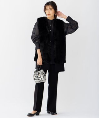 23区 【CLASSY.12月号掲載】カウヘアー ミニ巾着 バッグ ゼブラプリント