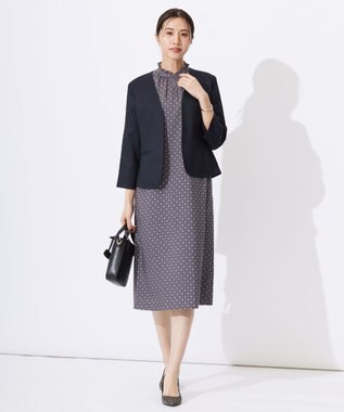 J.PRESS LADIES L 【洗える】ジオメトリックプリント ワンピース グレー系5