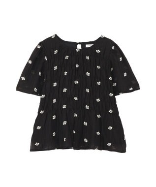 AMERICAN HOLIC 花柄刺繍シャーリングブラウス Black