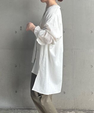 UNFILO 【GISELe 6月号掲載/洗える】リネンレーヨンバンドカラーシャツ オフ