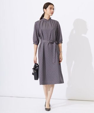 J.PRESS LADIES L 【洗える】ジオメトリックプリント ワンピース グレー系5