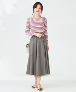 ANY SIS 【前後着用可】マルチボーダー2WAYテレコ カットソー ピンク系